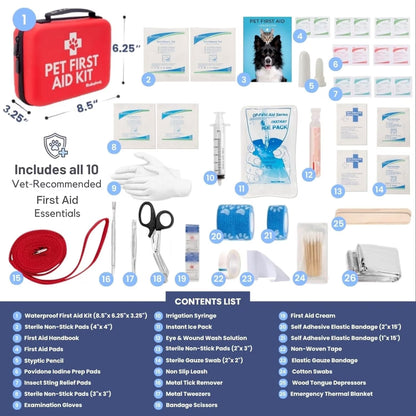 Cat and Dog First Aid Kit, 53-Piece Pet Emergency Essential Kit with Vet-Approved Guide