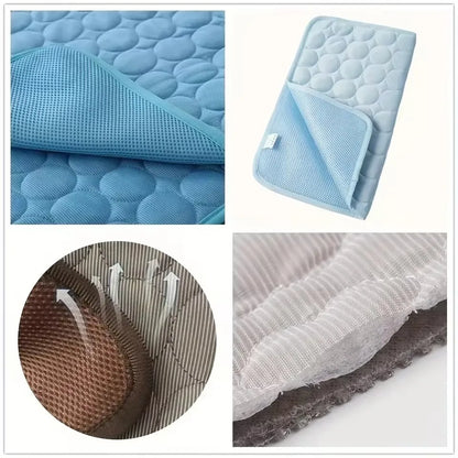 Pet Cool Pad Summer Dog Sleeping Mat Breathable Ice Silk Washable Pet Bed Durable Dog Cat Cushion Outdoor Terraces Cool Pad