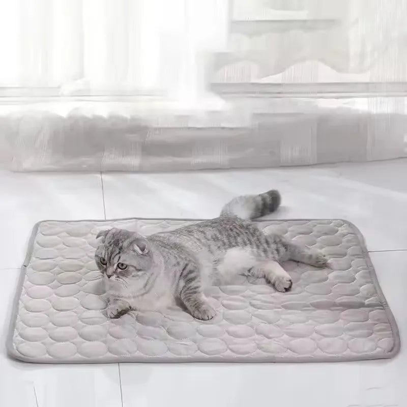 Pet Cool Pad Summer Dog Sleeping Mat Breathable Ice Silk Washable Pet Bed Durable Dog Cat Cushion Outdoor Terraces Cool Pad