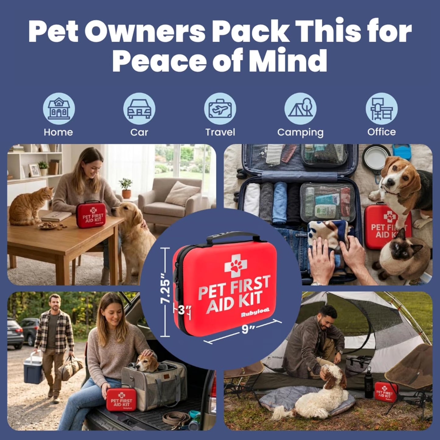 Cat and Dog First Aid Kit, 53-Piece Pet Emergency Essential Kit with Vet-Approved Guide