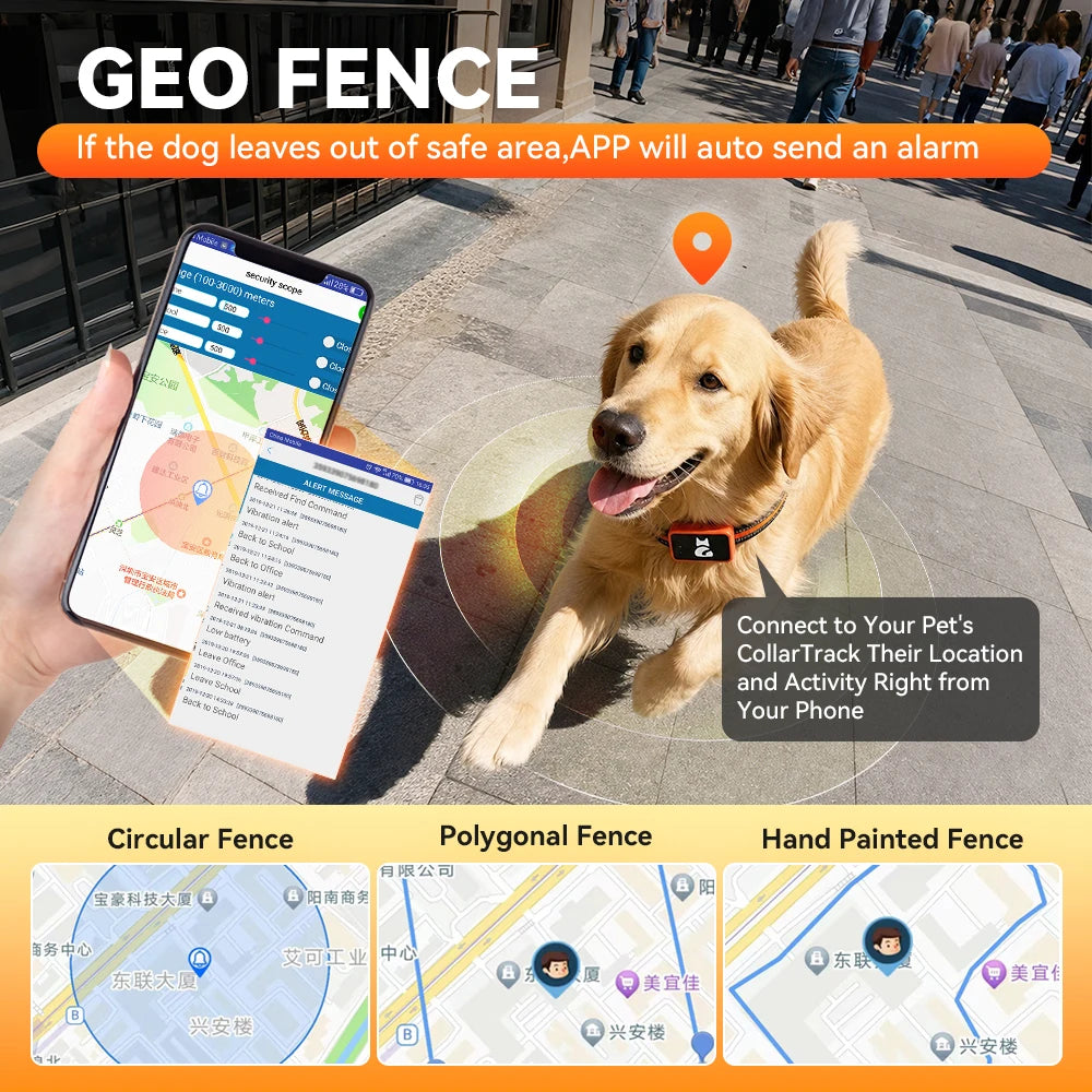 4G Pet GPS Tracker Collar Waterproof Dog Cat Locator with Health Monitor,Geo-Fence,Cold Resistant for Ios Android