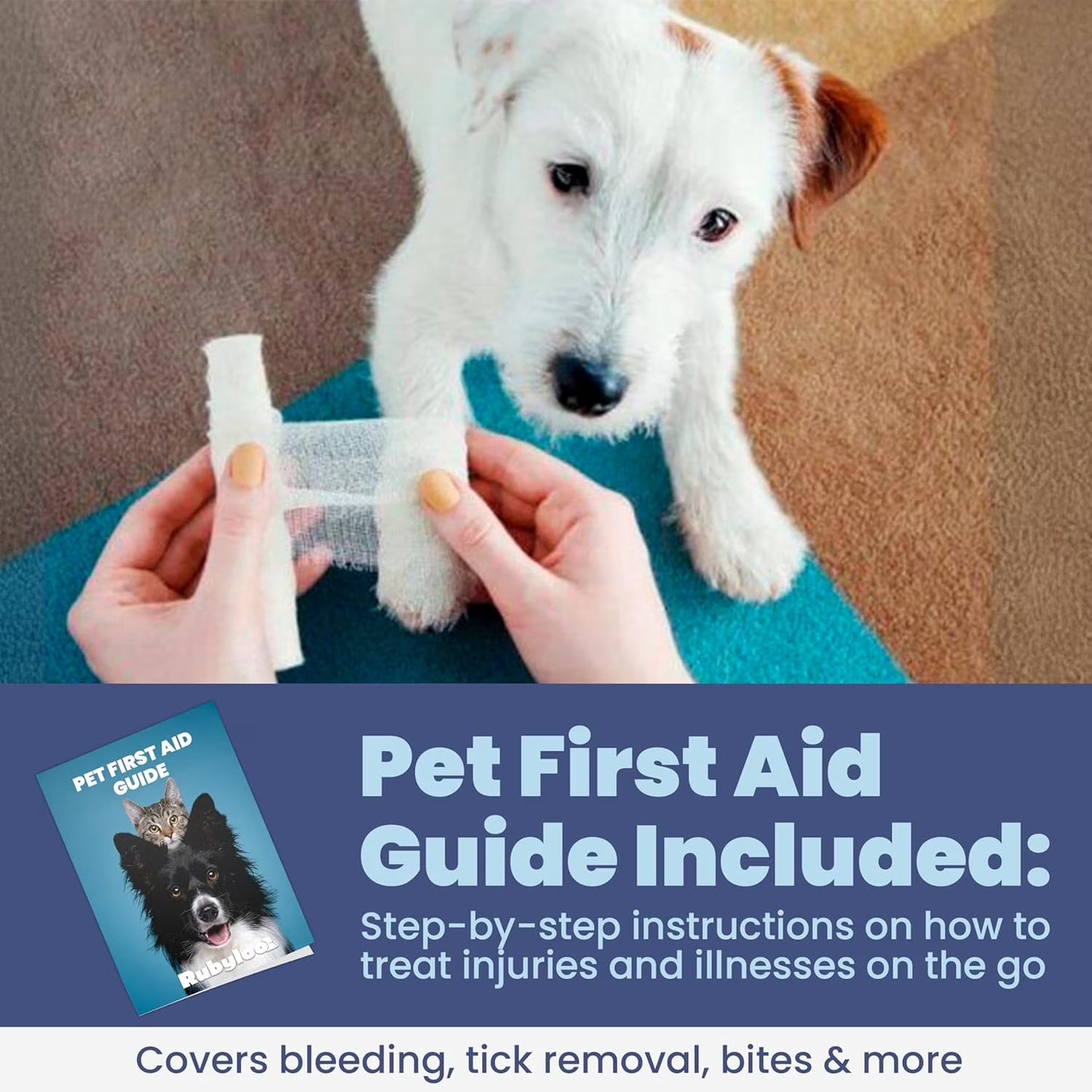 Cat and Dog First Aid Kit, 53-Piece Pet Emergency Essential Kit with Vet-Approved Guide